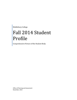 Middlebury College Fall 2014 Student Profile
