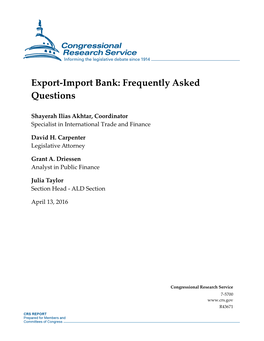 Export-Import Bank: Frequently Asked Questions