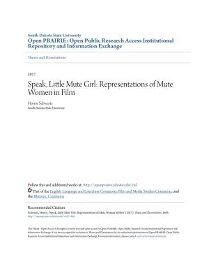 Representations of Mute Women in Film Honor Schwartz South Dakota State University