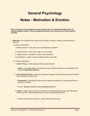 Motivation & Emotion