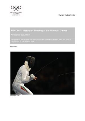 FENCING: History of Fencing at the Olympic Games Reference Document