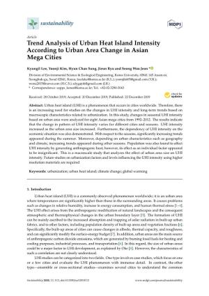 Trend Analysis of Urban Heat Island Intensity According to Urban Area Change in Asian Mega Cities