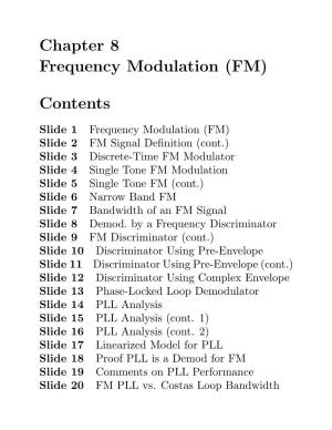 Chapter 8 Frequency Modulation (FM) Contents