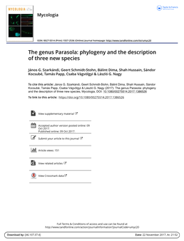 The Genus Parasola: Phylogeny and the Description of Three New Species