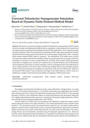 Universal Triboelectric Nanogenerator Simulation Based on Dynamic Finite Element Method Model