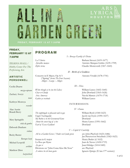 Garden Green Program Notes