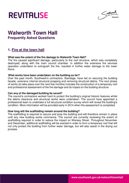 Walworth Town Hall Frequently Asked Questions