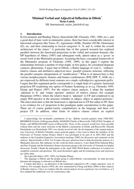 Minimal Verbal and Adjectival Inflection in Dibole * Myles Leitch SIL International, Myles Leitch@Sil.Org