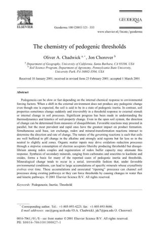 The Chemistry of Pedogenic Thresholds