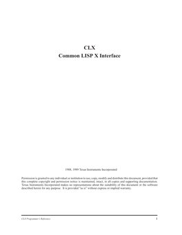 CLX — Common LISP X Interface