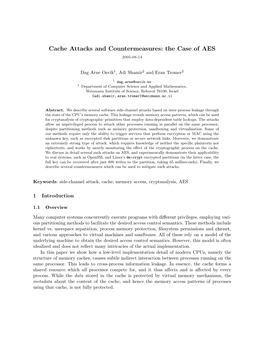 Cache Attacks and Countermeasures: the Case of AES 2005-08-14