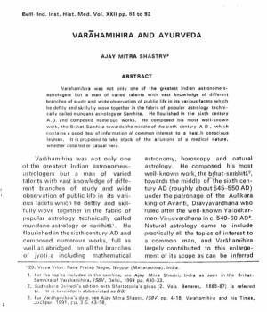 Varahamihira and Ayurveoa