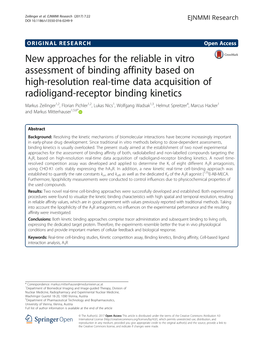 New Approaches for the Reliable in Vitro Assessment of Binding Affinity
