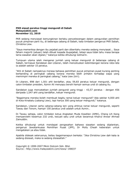 PKR Siasat Peratus Tinggi Mengundi Di Sabah Malaysiakini.Com November 12, 2010