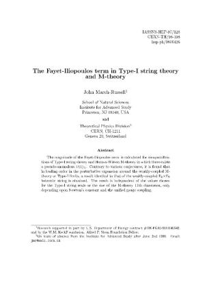 The Fayet-Iliopoulos Term in Type-I String Theory and M-Theory