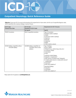 Outpatient Neurology Quick Reference Guide