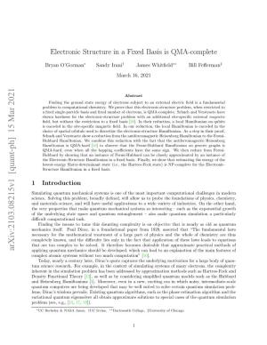 Electronic Structure in a Fixed Basis Is QMA-Complete