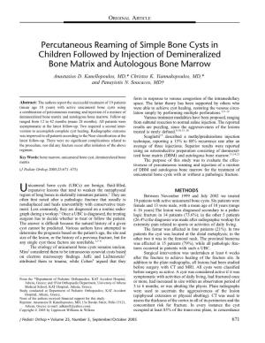 Percutaneous Reaming of Simple Bone Cysts in Children Followed by Injection of Demineralized Bone Matrix and Autologous Bone Marrow Anastasios D