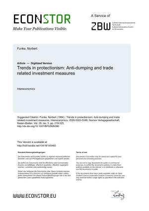 Anti-Dumping and Trade Related Investment Measures