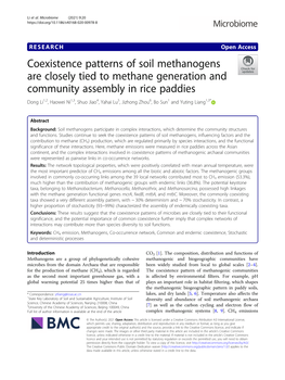 Coexistence Patterns of Soil Methanogens Are Closely Tied To