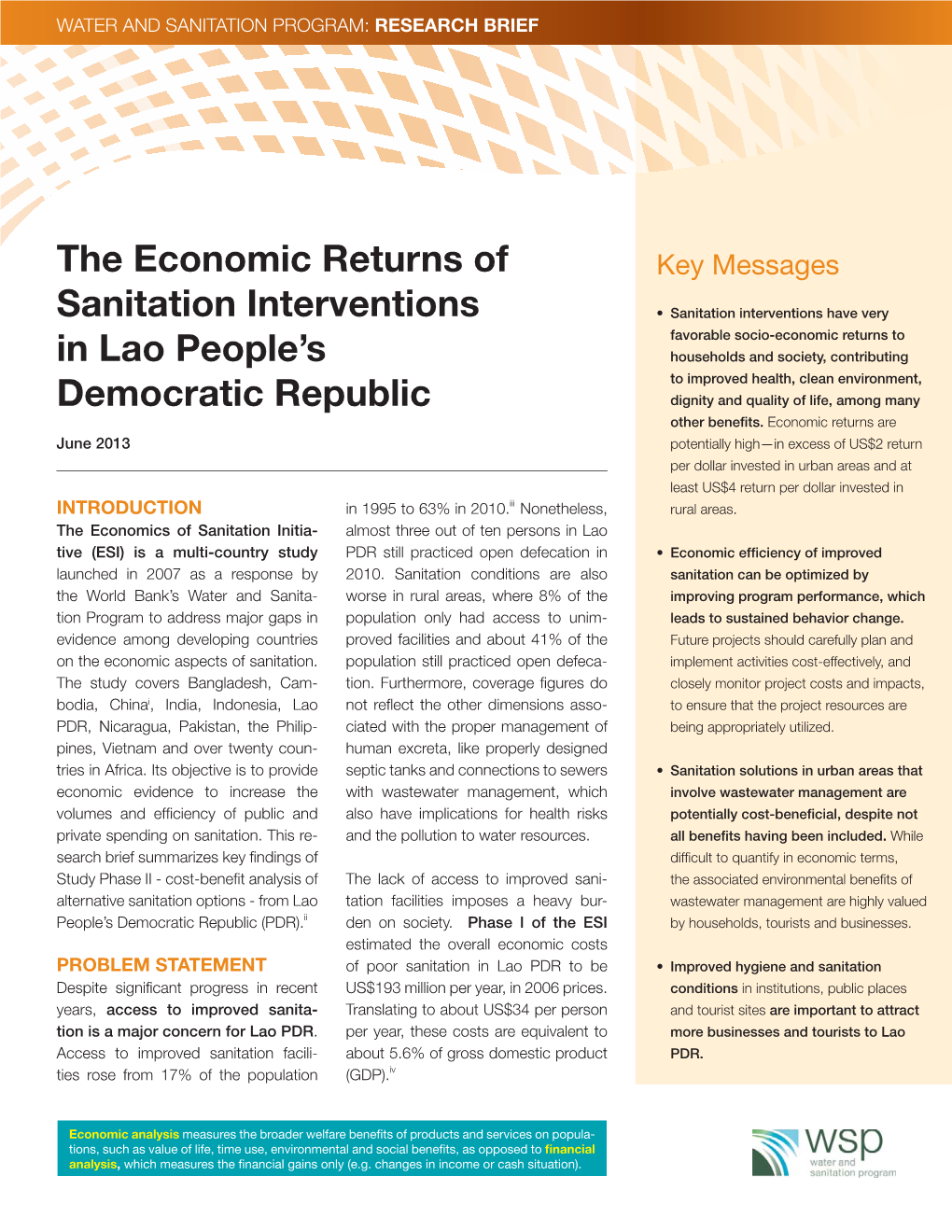 The Economic Returns of Sanitation Interventions in Lao People's