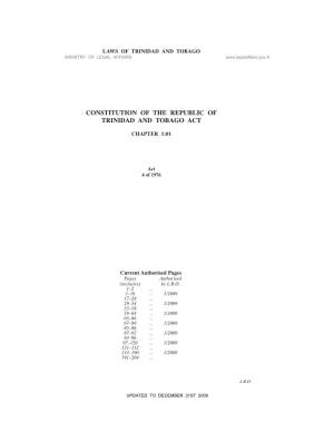 Constitution of the Republic of TRINIDAD and TOBAGO ACT