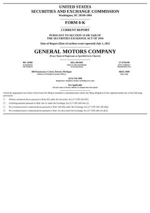 GENERAL MOTORS COMPANY (Exact Name of Registrant As Specified in Its Charter)