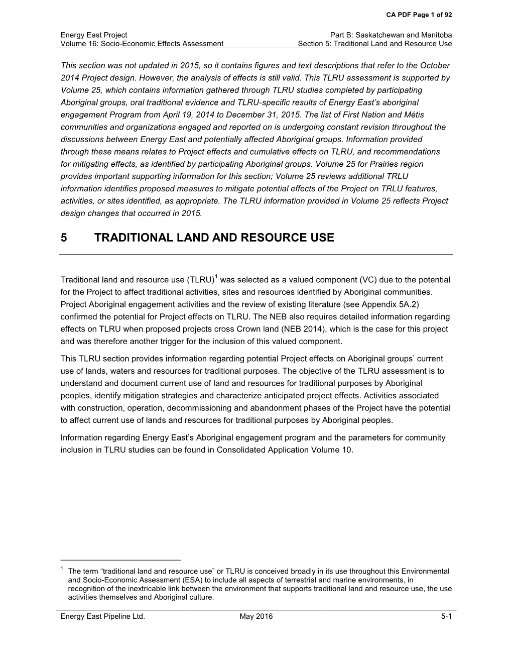 5 Traditional Land and Resource Use