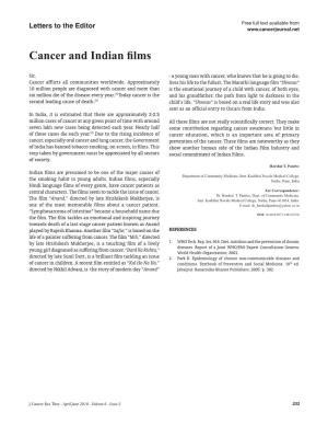 Cancer and Indian Films Role of Liver Transplantation for Surgical