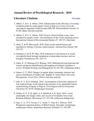 2010 Literature Citations
