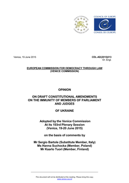 Opinion on Draft Constitutional Amendments