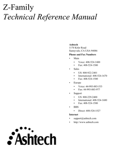 Z-Family Technical Reference Manual