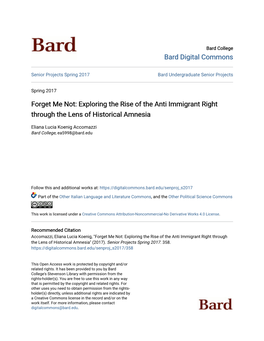 Exploring the Rise of the Anti Immigrant Right Through the Lens of Historical Amnesia