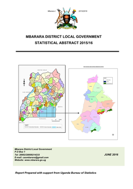 Mbarara District Local Government Statistical Abstract 2015/16