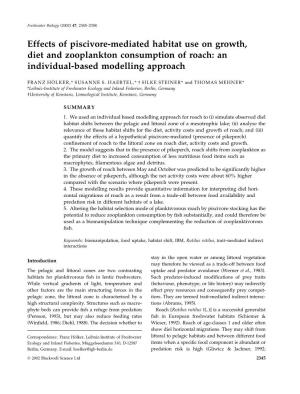 Effects of Piscivore-Mediated Habitat Use on Growth, Diet and Zooplankton Consumption of Roach: an Individual-Based Modelling Approach