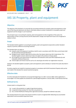 IAS 16 Property, Plant and Equipment 2017 - 07 1