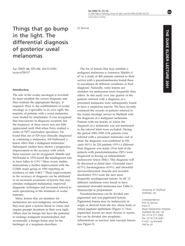 Things That Go Bump in the Light. the Differential Diagnosis of Posterior