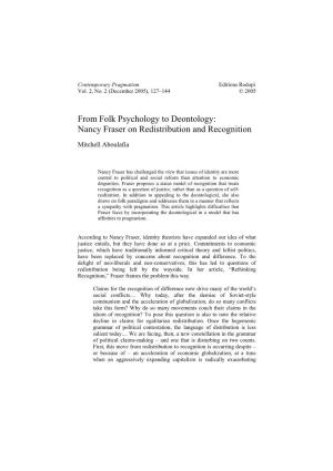 Nancy Fraser on Redistribution and Recognition