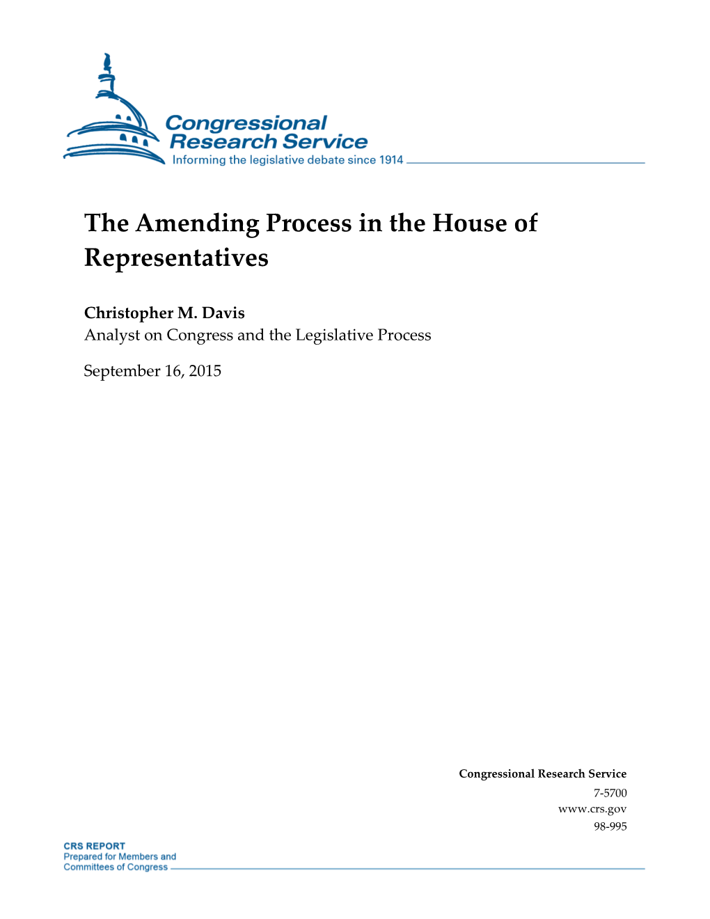 The Amending Process in the House of Representatives