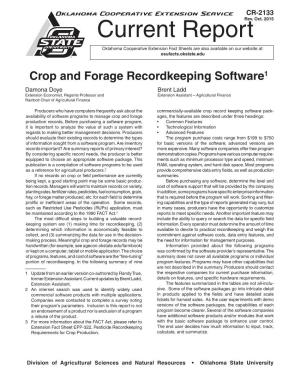 CR-2133 Crop and Forage Recordkeeping Software