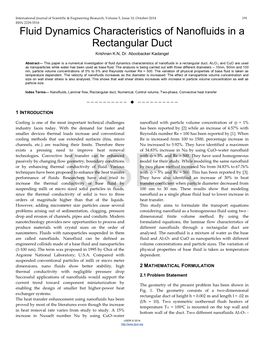 Fluid Dynamics Characteristics of Nanofluids in a Rectangular Duct Krishnan K.N, Dr