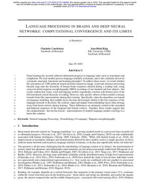 Language Processing in Brains and Deep Neural Networks