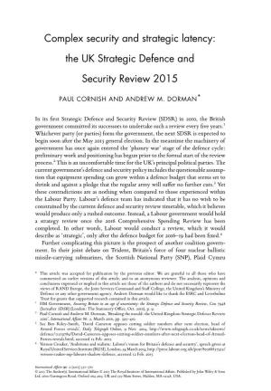 The UK Strategic Defence and Security Review 2015