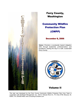 Ferry County, Washington Community Wildfire Protection Plan Pg I