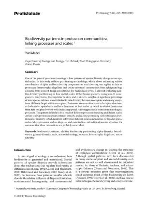 Protistology Biodiversity Patterns in Protozoan Communities: Linking