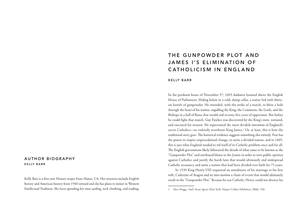 The Gunpowder Plot and James I's Elimination of Catholicism in England