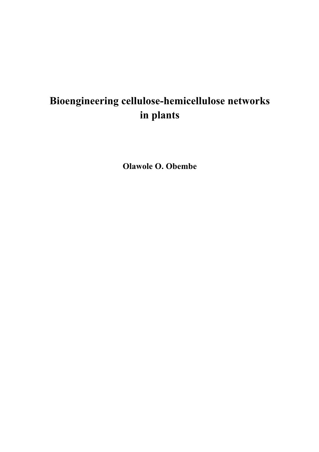 Bioengineering Cellulose-Hemicellulose Networks in Plants