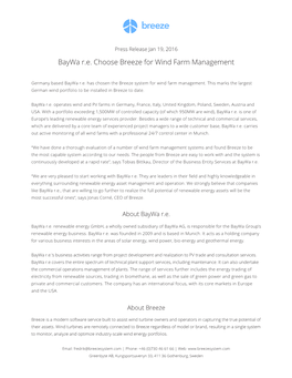 Baywa R.E. Choose Breeze for Wind Farm Management