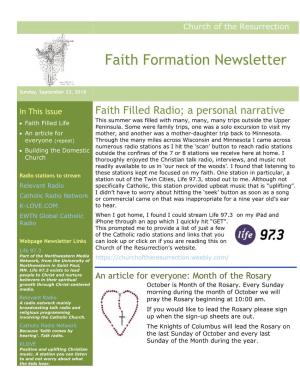Faith Formation Newsletter