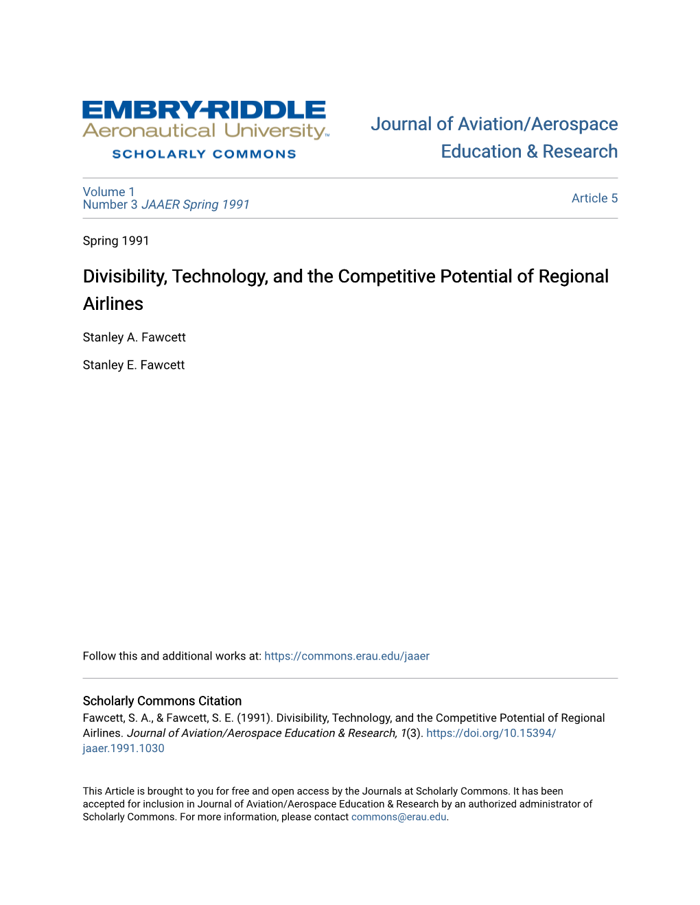Divisibility, Technology, and the Competitive Potential of Regional Airlines